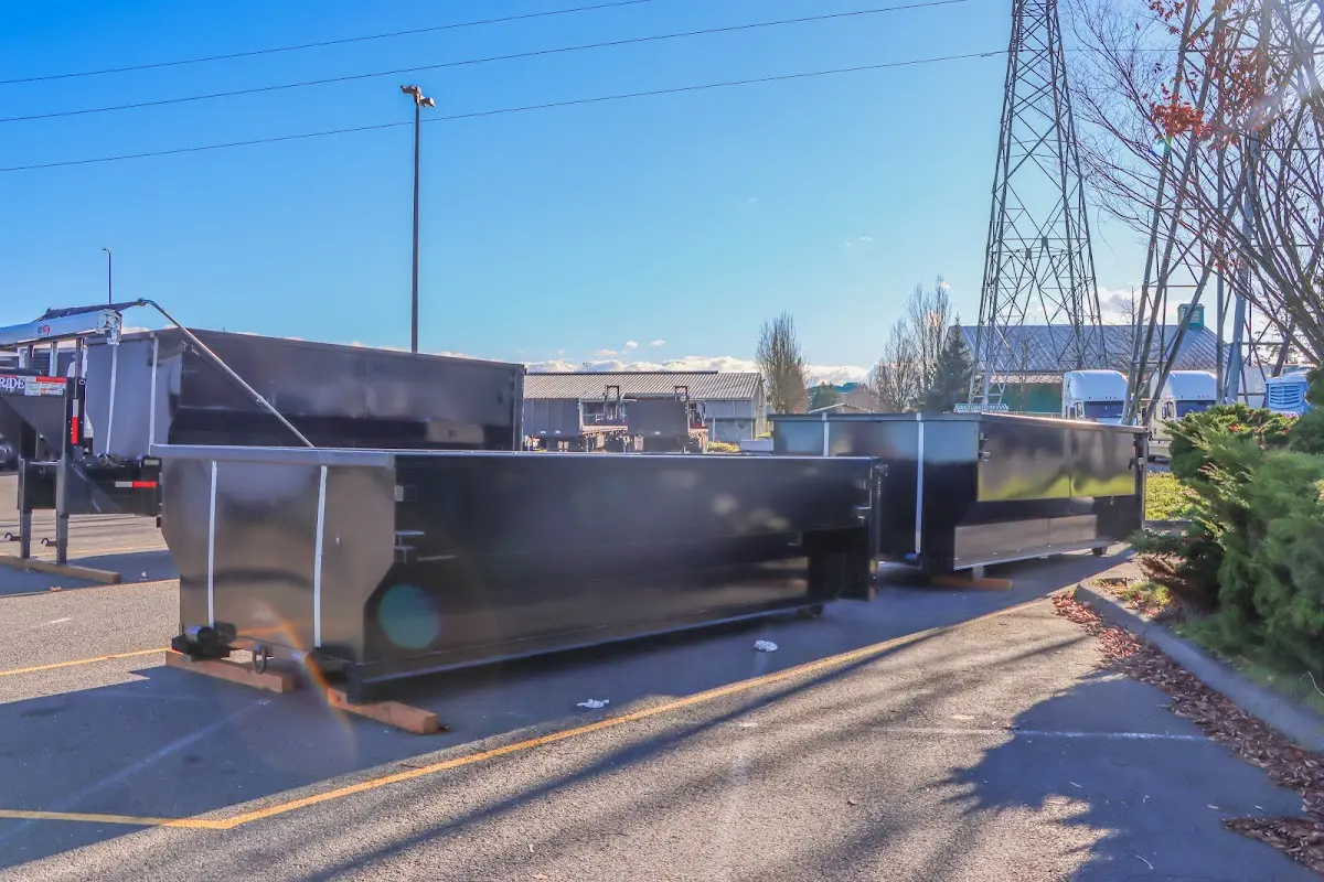 Roll-off dumpster ready for waste disposal at job site for 6 Yard Dumpster Rental in Lock Haven